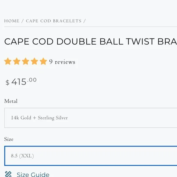 Cape Cod Double Ball Twist Bracelet 8.5 (XXL) 14K Gold & Sterling Silver - Picture 4 of 4